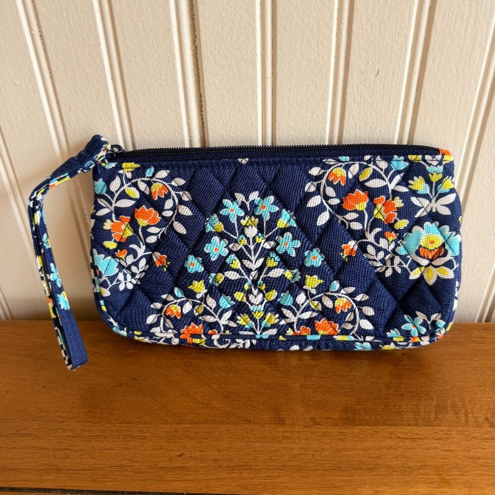 Vera Bradley Wristlet Clutch Chandelier Floral Blue Orange Yellow - Picture 1 of 7